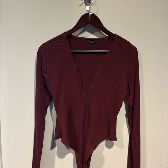 naked wardrobe Tops - Naked Wardrobe Burgundy Bodysuit